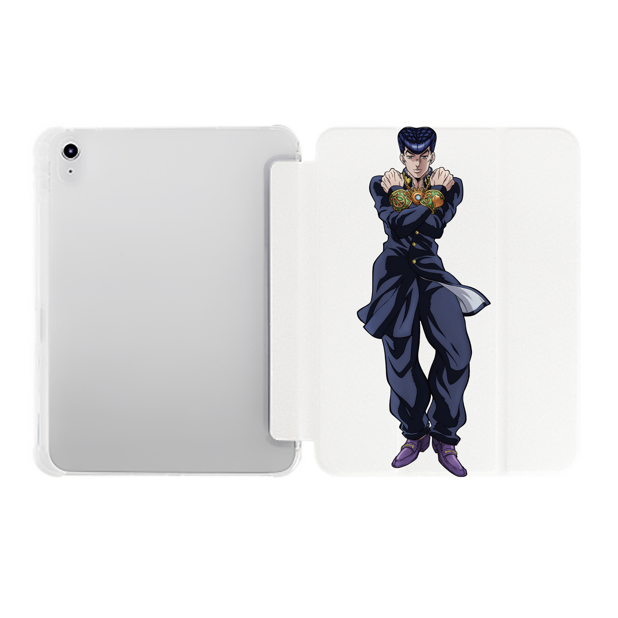 （画像用） ジョジョの奇妙な冒険 ひがしかた じょうすけ JoJo's Bizarre Adventure Higashikata Josuke IPad ケース ペン収納付き 三つ折りスタンド PUレザー×シリコン 対応機種9.5/10.5/10.9インチ